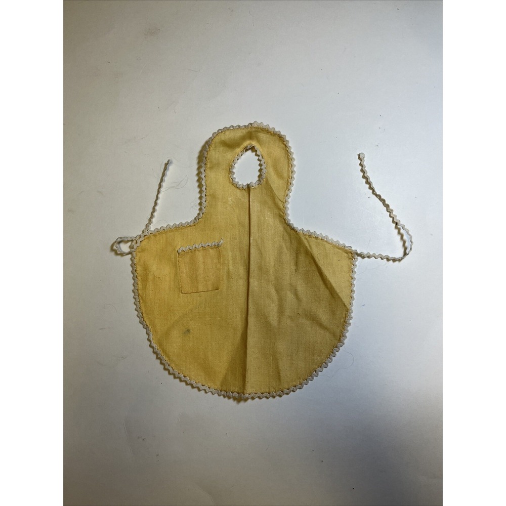 Vintage Bluette Yellow Cotton Doll Apron Handmade 1930-1950s for 12-15 inch Doll
